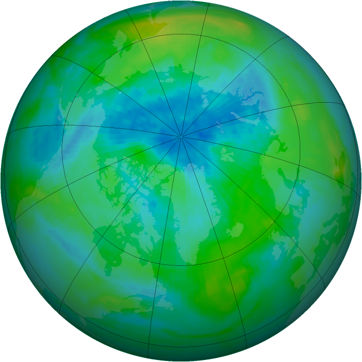 Arctic ozone map for 17 September 1989